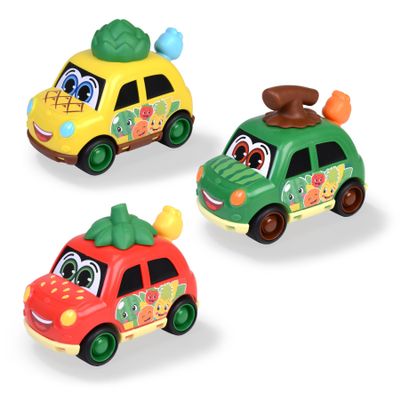 Dickie Toys ABC Fruit Friends Toy Car (12 cm) Colourful Car with Music Box and Wobble Caterpillar, Baby Toy from 1 Year (3 Assorted Designs, Random Selection)