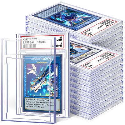 24 PCS Card Case Holder for Trading Cards, Acrylic Graded Card Slab Baseball Card Protectors with Label Position Fit for MTG TCG and Sport Cards Storage and Display