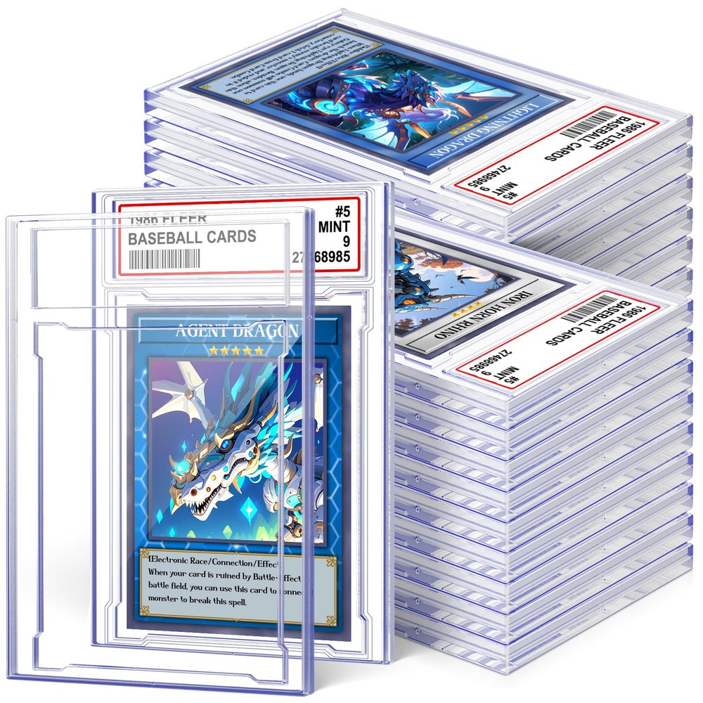 24 PCS Card Case Holder for Trading Cards, Acrylic Graded Card Slab Baseball Card Protectors with Label Position Fit for MTG TCG and Sport Cards Storage and Display
