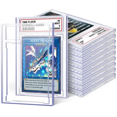 12 PCS Card Case Holder for Trading Cards, Acrylic Graded Card Slab Baseball Card Sleeves with Label Position Fit for MTG TCG and Sport Cards