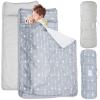 2 Pack Toddler Nap Mat with Fleece Blanket, Extra Large Kids Sleeping Bag for Preschool Daycare, Portable Travel Camping Nap mats Machine Washable Arrow and Grey view 1