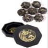 Black Gold Hollow Orb Dice and Gold World Tree & Wolf Dice Tray view 1