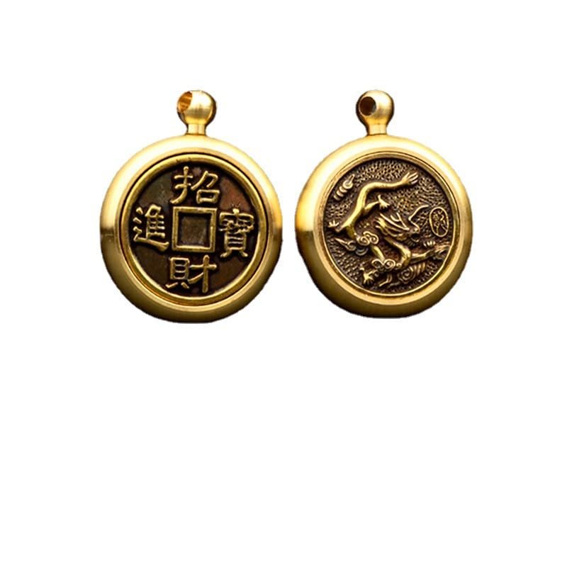 xiexuelian Zodiac Handle Piece Lucky Transfer Accessories Pure Brass Rotating Text Play Decompression Artifact Accessories Play pendant 1Pcs()