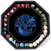 Blue Celtic Knot Dice Tray and Pharaoh Ruins Gold Metal Dice with Blue Cracks view 4