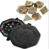 Premium DND Dice Tray + Pharaoh Ruins Gold Metal Dice with Blue Cracks view 1