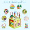 DIPALENT Wooden Activity Cube,Montessori Toys Gift Set for 12+ Months Boys & Girls,Educational Learning Toys for Toddlers Age 1+,First Birthday Gift for Baby view 2