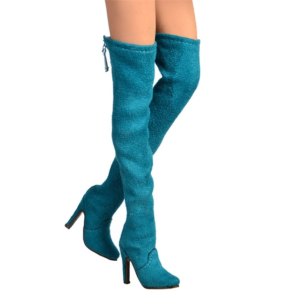 Fremego 1/6 Scale Female Shoes,Female High Heels Sandal Boots Shoes Accessory for 12inch PH TBL JO Action Figure Body (Green Boot)