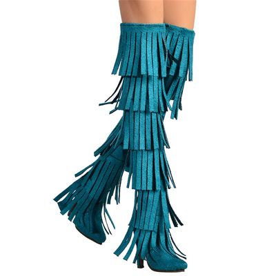 1/6 Scale Female Shoes,Female High Heels Sandal Boots Shoes Accessory for 12inch PH TBL JO Action Figure Body (Green Tassel Boots)