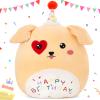 BSTAOFY 14'' Cute Happy Birthday Puppy Soft Plush Pillow Dog Stuffed Animal Birthday Gifts for Girls Boys Baby Kids view 1