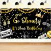 80s 90s Hip Hop Birthday Party Decorations - Glitter Rap Theme Banner & Backdrop - Funny Gold Chain Photo Booth Props view 1