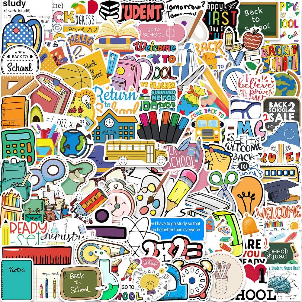 200pcs Back to School Stickers - Kids Stickers for School Scrapbook, Water Bottle, Classroom Decorations