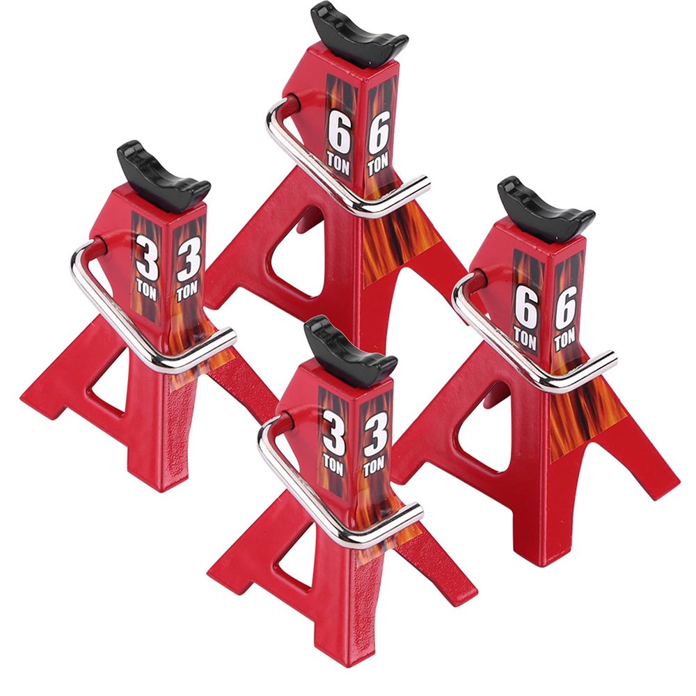Alvinlite Steel Jack Stands Toy 4pcs,6Ton and 3 Ton Capacity Car Lifting Stand,Heightened Jack Stand Slide Up and Down for Rc SUV Mpv Scene Accessory