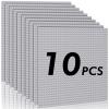 Pokiiulk Classic Baseplates Building Plates-Pack of 10 Large 10" x 10" Building Bricks Compatible with All Major Brands,Perfect STEM Gift for Builders Age 3+,Grey view 1