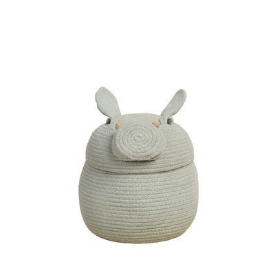 Lorena Canals Basket for Kids Woven Henry the Hippo. Storage for Kids Room, Nursery, Toy Storage and stuffed animal storage. Blue color. Cotton. Size: 25 x 30 cm