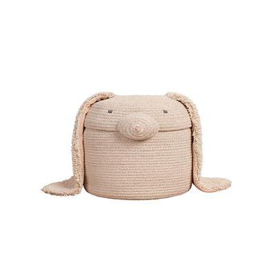 LORENA CANALS Basket for Kids Woven Rita the Rabbit. Storage for Kids Room, Nursery, Toy Storage and stuffed animal storage. Natural color. Cotton. Size: 25 x 30 cm