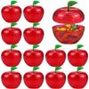DOERDO 12pcs Red Apple Container Fruit Candy Box Plastic Bobbing Apples Christmas Tree Decorations, 2.4"x2.4" view 1