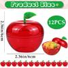 DOERDO 12pcs Red Apple Container Fruit Candy Box Plastic Bobbing Apples Christmas Tree Decorations, 2.4"x2.4" view 2