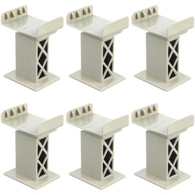 Ioffersuper 6 Pcs Train Bridge Pier Track Railway Accessories Multi Level Support Risers High Level Blocks Compatible All Major Brands, Grey Upgraded Version