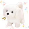 Hopearl Walking Dog Bichon Interactive Electronic Pet Plush Toy Puppy Woof and Moving Animated Nodding Head Gifts for Toddlers Birthday, White, 7'' view 1