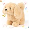 Hopearl Walking Dog Golden Retriever Interactive Electronic Pet Plush Toy Puppy Woof and Moving Animated Nodding Head Gifts for Toddlers Birthday, Brown, 7'' view 1