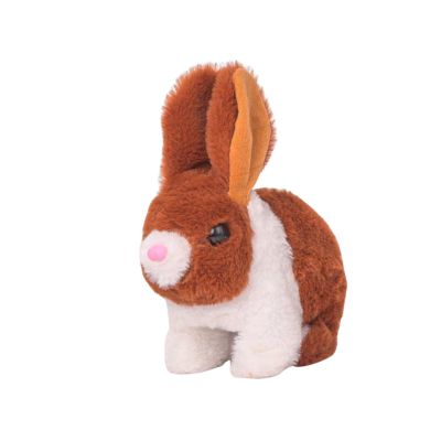B Baosity Electric Rabbit Toys Plush Toy, Stuffed Animal Wiggling Ears, Realistic, Early Education for Easter Holiday Kids Toy, Brown White