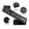 18th Birthday Sash, Black Satin Soft Sashes with Gold Foil Letter, It's My 18th Birthday Sash Decorations Gifts for Girls or Boy Happy 18th Birthday Party Favor Supplies view 2