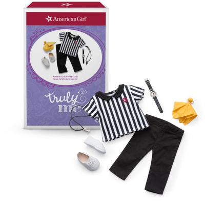 American Girl Truly Me 18-inch Doll Referee Outfit with Corded Whistle, Wristwatch, and Penalty Flag, For Ages 6+