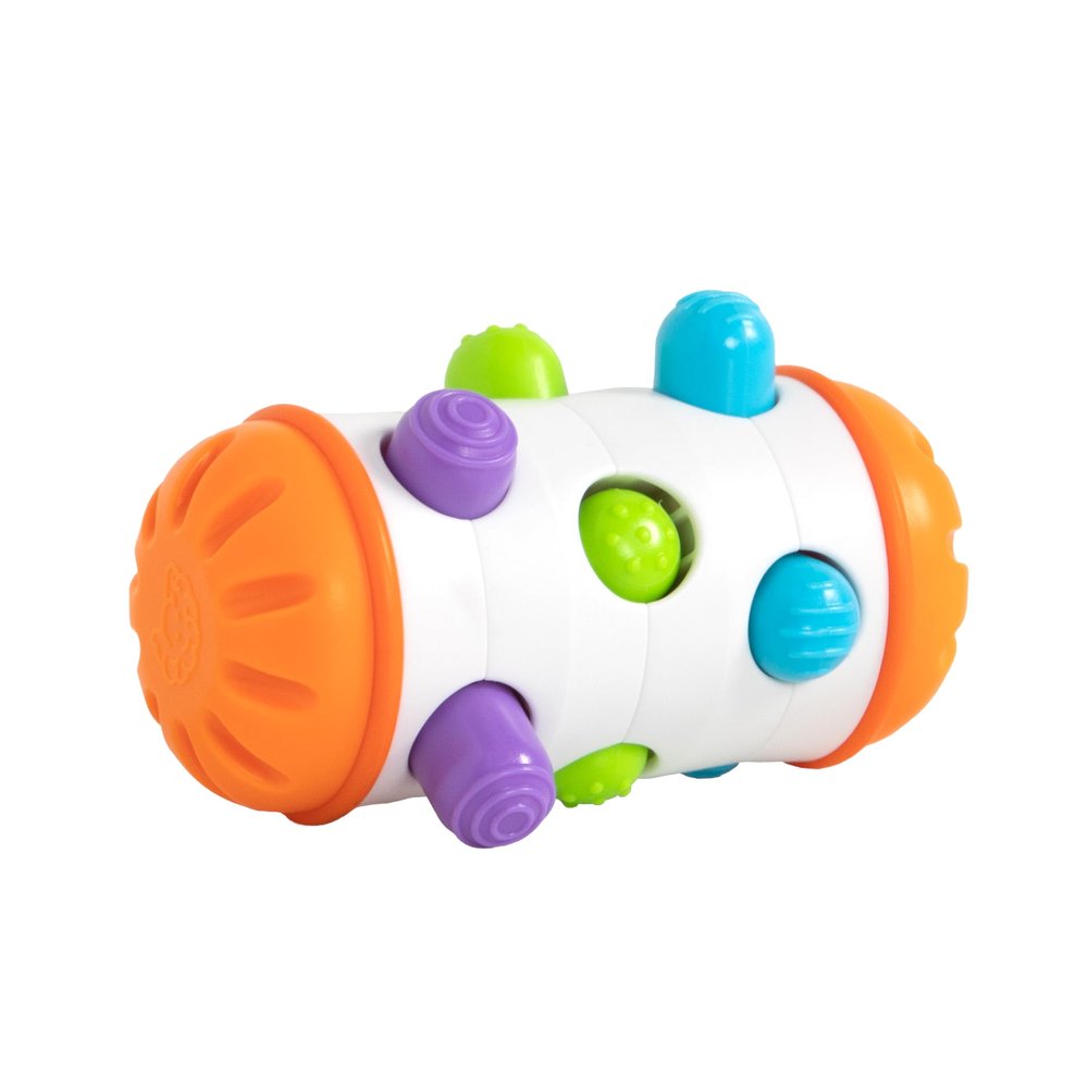 Fat Brain Toys Rolio- Sensory Toys for Babies 6 Months+, Tummy Time Rattle