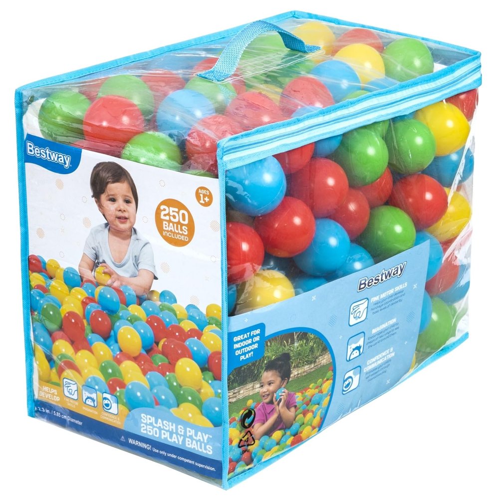 Bestway Plastic Play Balls 250ct | for Indoor Play, Ball Pit, Bouncers