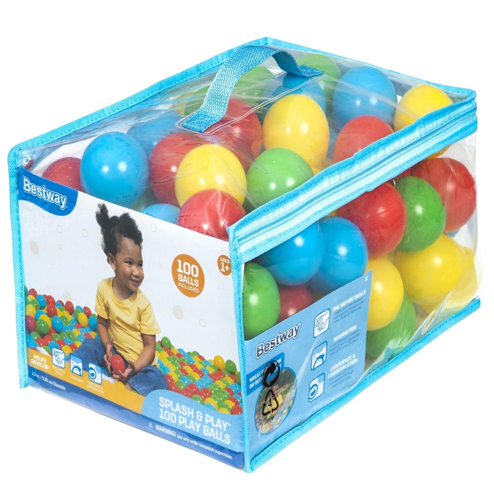 Bestway Plastic Play Balls 100ct | for Indoor Play, Ball Pit, Bouncers