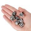 ENHANCE DND Metal Dice Set - 7pc Polyhedral Dice with 2-in-1 Vegan Leather Bag and Tray, Solid Metal Set for Dungeons and Dragons, Pathfinder, More RPGs (Collector's Edition Black) view 4