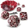 ENHANCE DND Metal Dice Set - 7pc Polyhedral Dice with 2-in-1 Vegan Leather Bag and Tray, Solid Metal Set for Dungeons and Dragons, Pathfinder, More RPGs (Collector's Edition Red) view 1