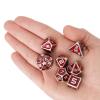 ENHANCE DND Metal Dice Set - 7pc Polyhedral Dice with 2-in-1 Vegan Leather Bag and Tray, Solid Metal Set for Dungeons and Dragons, Pathfinder, More RPGs (Collector's Edition Red) view 4