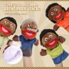 Lenwen 6 Pcs Family Hand Puppet Set Family Members Puppets with Movable Mouth Soft Plush for Boys and Girls Teens Kids Storytelling Play School Teaching Preschool (African American) view 2