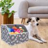 Geyecete Big Dog Toys Storage Bins Canvas Foldable Fabric Trapezoid with metal handles pet Baskets,Storage Bin Large toy box Organizer-BonePaw view 4