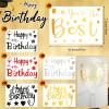 Estune 60 Sheets Happy Birthday Balloons Stickers Birthday Party Supplies Clear Bobo Balloon Stickers Gift Decoration Decals for DIY School Party Supplies, Gold Black view 2