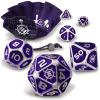 ENHANCE DND Metal Dice Set - 7pc Polyhedral Dice with 2-in-1 Vegan Leather Bag and Tray, Solid Metal Set for Dungeons and Dragons, Pathfinder, More RPGs (Collector's Edition Purple) view 1