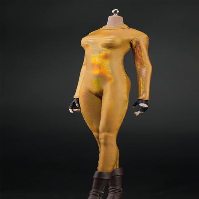 1/6 Scale Female Clothes,Female Tight Bodysuit Jumpsuit Costume Outfit Clothing for 12inch PH TBL JO Seamless Action Figure Body (Golden)