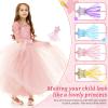 Honoson 50 Pcs Glitter Star Magic Wand Princess Wand Fairy Angel Star Stick with Ribbon for Girl Kid Birthday Wedding Princess Dress up Role Play Party Supply Favor, Pink Purple Gold Blue view 3