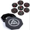 Silver Celtic Knot Dice Tray + Black Red Hollow Orb Dice view 1