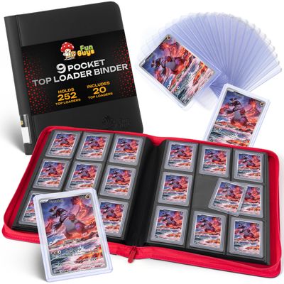 FunGuys Toploader Binder, Trading Card Binder Storage, 252 9 Pocket Top Loader Binder, Card Collection for Yugioh, MTG, TCG, Pokemon Card Folders