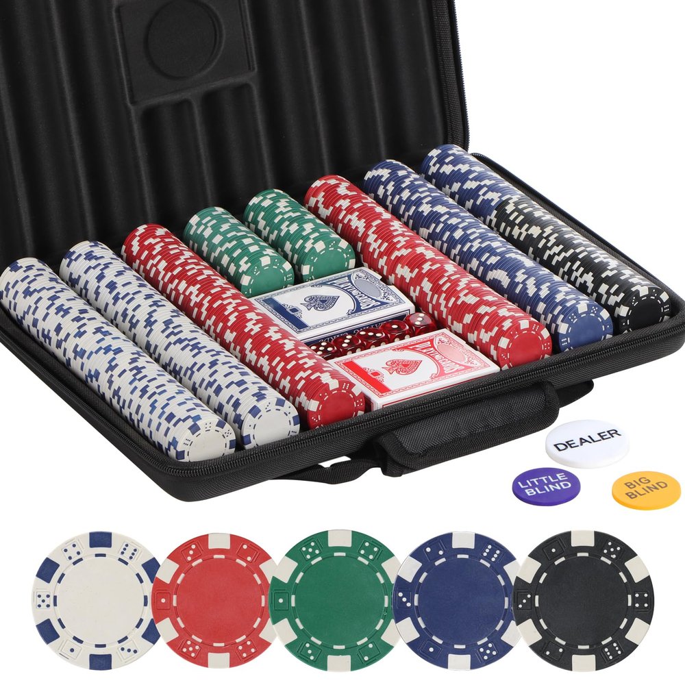 LUOBAO Poker Chips Set,500 Pcs Poker Chips for Texas Holdem ,Blackjack Poker Games,Pokeno Gambling Chips Kit Casino Chip for Texas Hold em,11.5g Clay Poker Set Briefcase,Black Jack Chips Set with Case