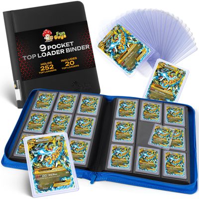 FunGuys Toploader Binder 252 Capacity Trading Card Storage Binder, Zippered Side-Loading Album with 9-Pocket Layout for TCG, Yu-Gi-Oh!, MTG