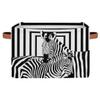 African Animal Zebra Storage Basket Cube Black White Large Toys Storage Box Bin with Handle Collapsible Closet Shelf Cloth Organizer for Nursery Bedroom,15x11x9.5 in,2 Pack view 1