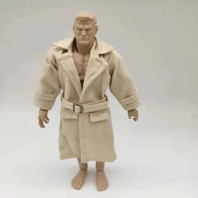 1/12 Creamy-White Iron Wire Trench Coat for 6" Strong Body.(only Coat)