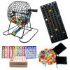 JUNWRROW Deluxe Bingo Game Set-Includes Bingo Cage,600 Colorful Bingo Chips with a Bag,100 Mixed Bingo Cards,75 Calling Balls with a Bag,Plastic Master Board-Ideal for Large Groups, Parties view 1