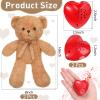 2 Pcs Bear Stuffed Animals with Voice Recorder Set, 60 Seconds Voice Sound Recorder Module 16 Inch Soft Plush Bear Cute Stuffed Bear with Zipper Sound Box Recordable Heart for Boys Girls (Light Brown) view 2