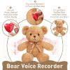 2 Pcs Bear Stuffed Animals with Voice Recorder Set, 60 Seconds Voice Sound Recorder Module 16 Inch Soft Plush Bear Cute Stuffed Bear with Zipper Sound Box Recordable Heart for Boys Girls (Light Brown) view 3