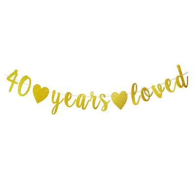 40 Years Loved banner Happy 40th Birthday Party Sign,Cheers to 40Th Anniversary/Birthday Party Decorations Supplies