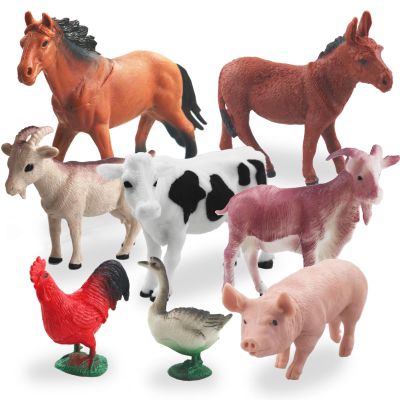 8 Pcs Big Animal Figurines Toys, Farm Realistic Plastic Animals Playset, Educational Preschool Learning Toy Playset for Kids Toddlers